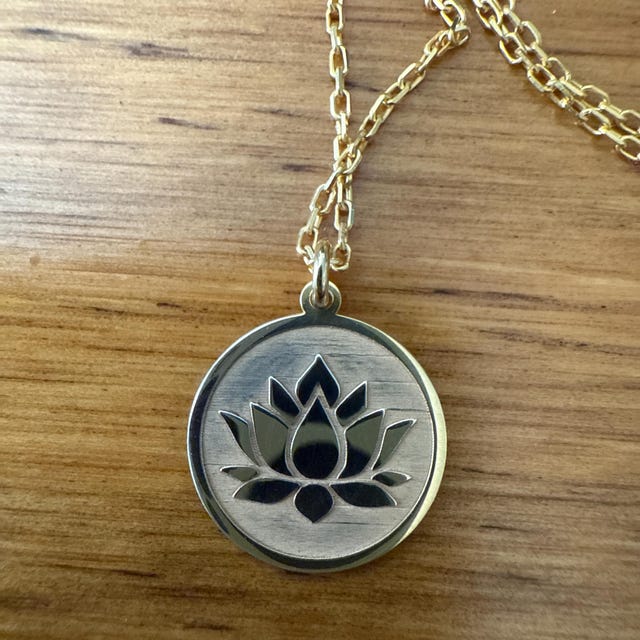 14K Gold Lotus Flower Necklace, Dainty Silver Lotus Balance