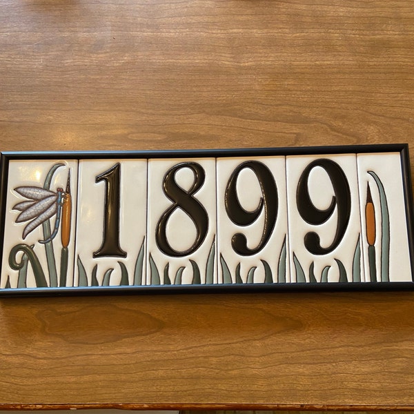 Dragonfly House Numbers Set - Address Ceramic Tiles Framed Set - Etsy