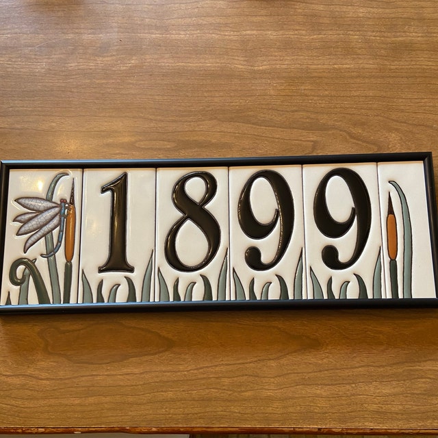 Dragonfly House Numbers Set - Address Ceramic Tiles Framed Set - Etsy