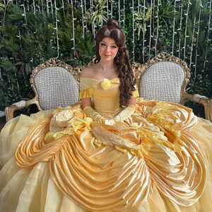 ディズニー風、ベルの大人用ドレス、ベルの大人用コスチューム、美女と