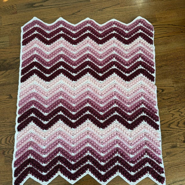 A customer's finished Wheat Stitch Ripple Blanket Crochet Pattern with Video Tutorial