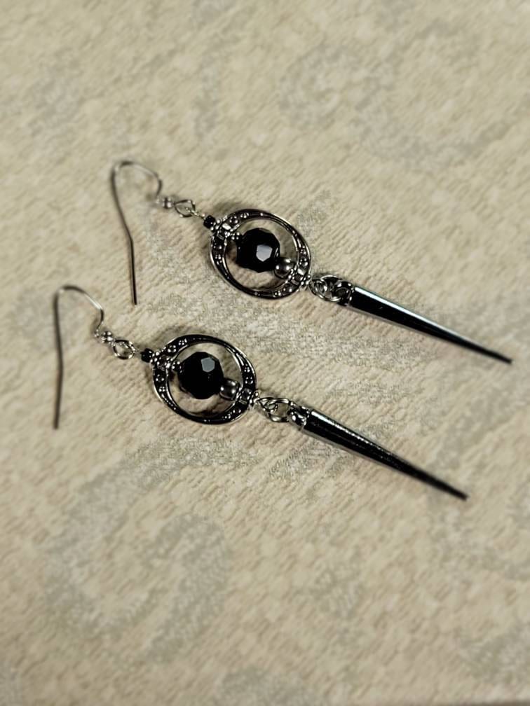 Gunmetal Gothic Spike Earrings, Spike Earrings, Trad Goth, Copper Spike Earrings
