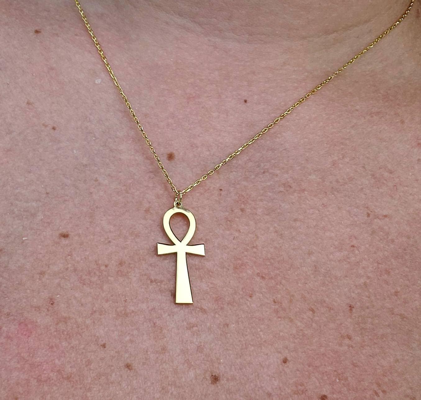 Gold Ankh Necklace,925 Silver Ankh Necklace,Adinkra Ankh Pendant,Antique Egypt Jewelry, Handmade Jewelry,Gifts for Her, Ankh Pendant