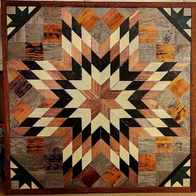 Amish Barn Quilt Wall Art 3 by 3 Large Octogen: Turquoise Flower - Etsy