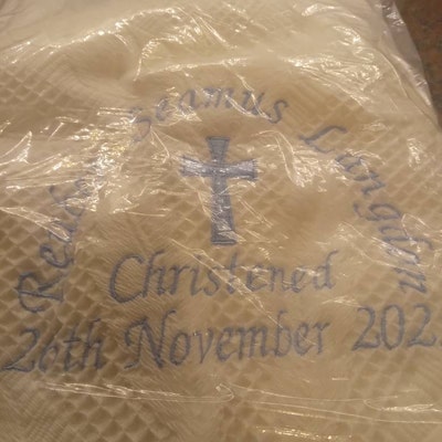 personalised baptism shawl