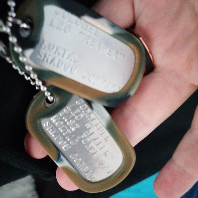 U.S. Military Custom Dog Tag Pair with Chain and P-38