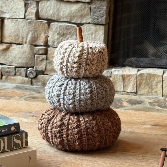 A customer's finished Wheat Stitch Pumpkin Spice Crochet Trio Pattern