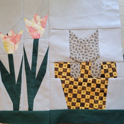 Spring Kitty Foundation Paper Pieced FPP PDF Quilt Block Pattern - Etsy