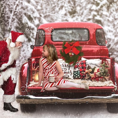2 PACK Vintage Red Truck Christmas Digital Backdrop Digital - Etsy Canada