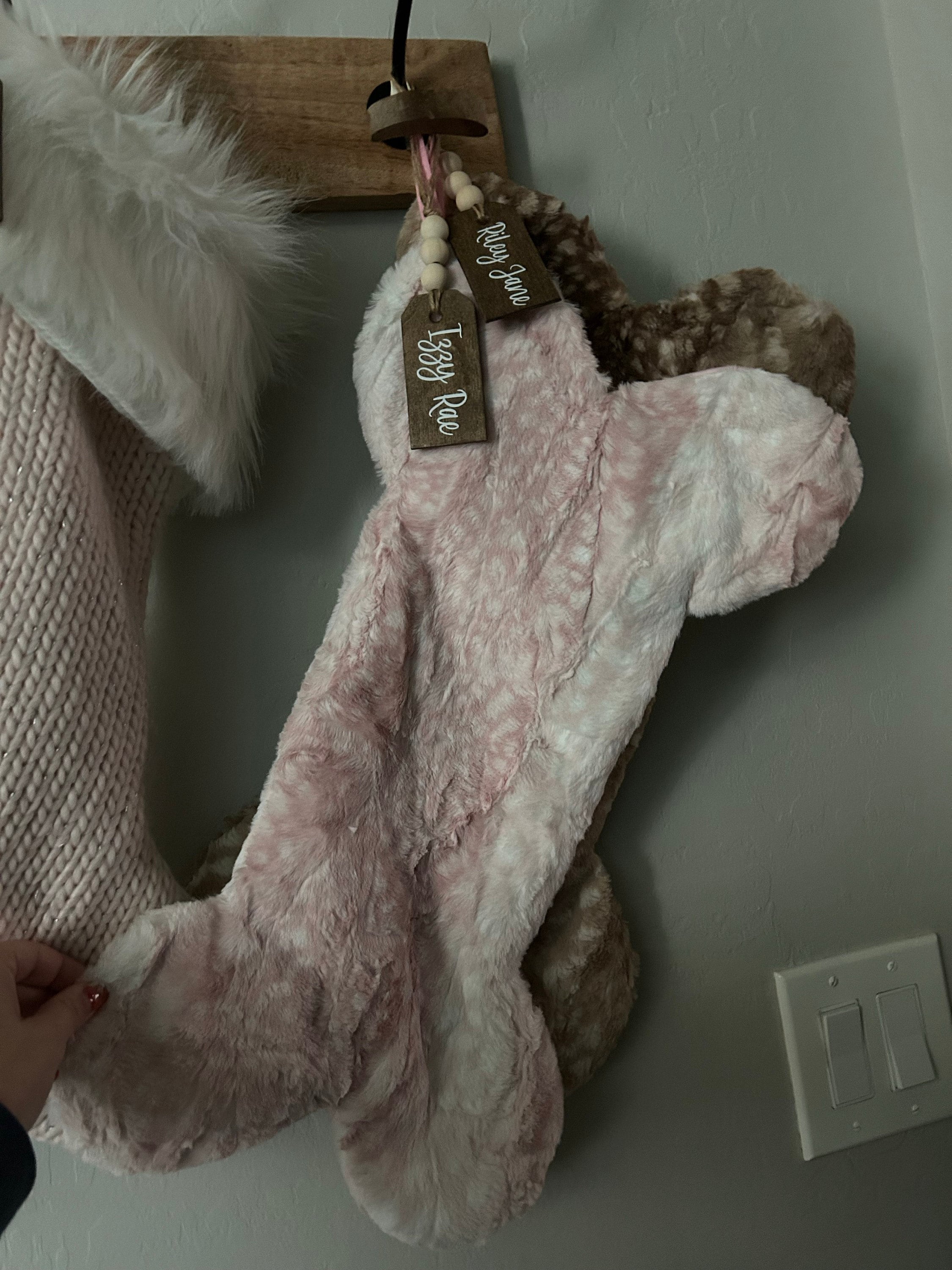 Fur Pet Christmas Stockings - Dog Stocking with Tag - Personalized Dog Bone Stocking - Gift for Dog Lover - Stocking Stuffer