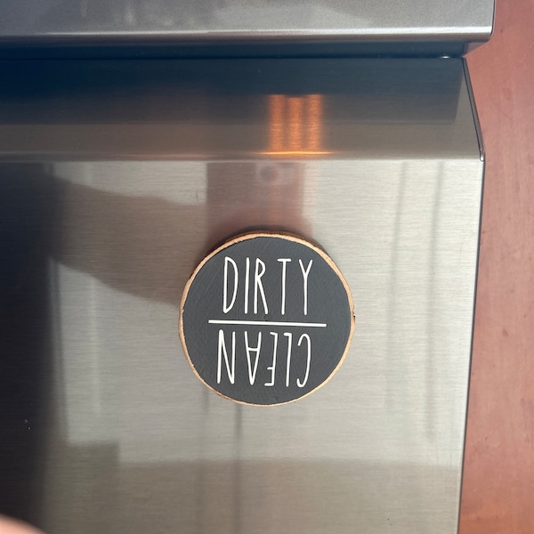 Dirty Clean Magnet, Clean Dirty Dishwasher Magnet, Wood Slice Clean ...