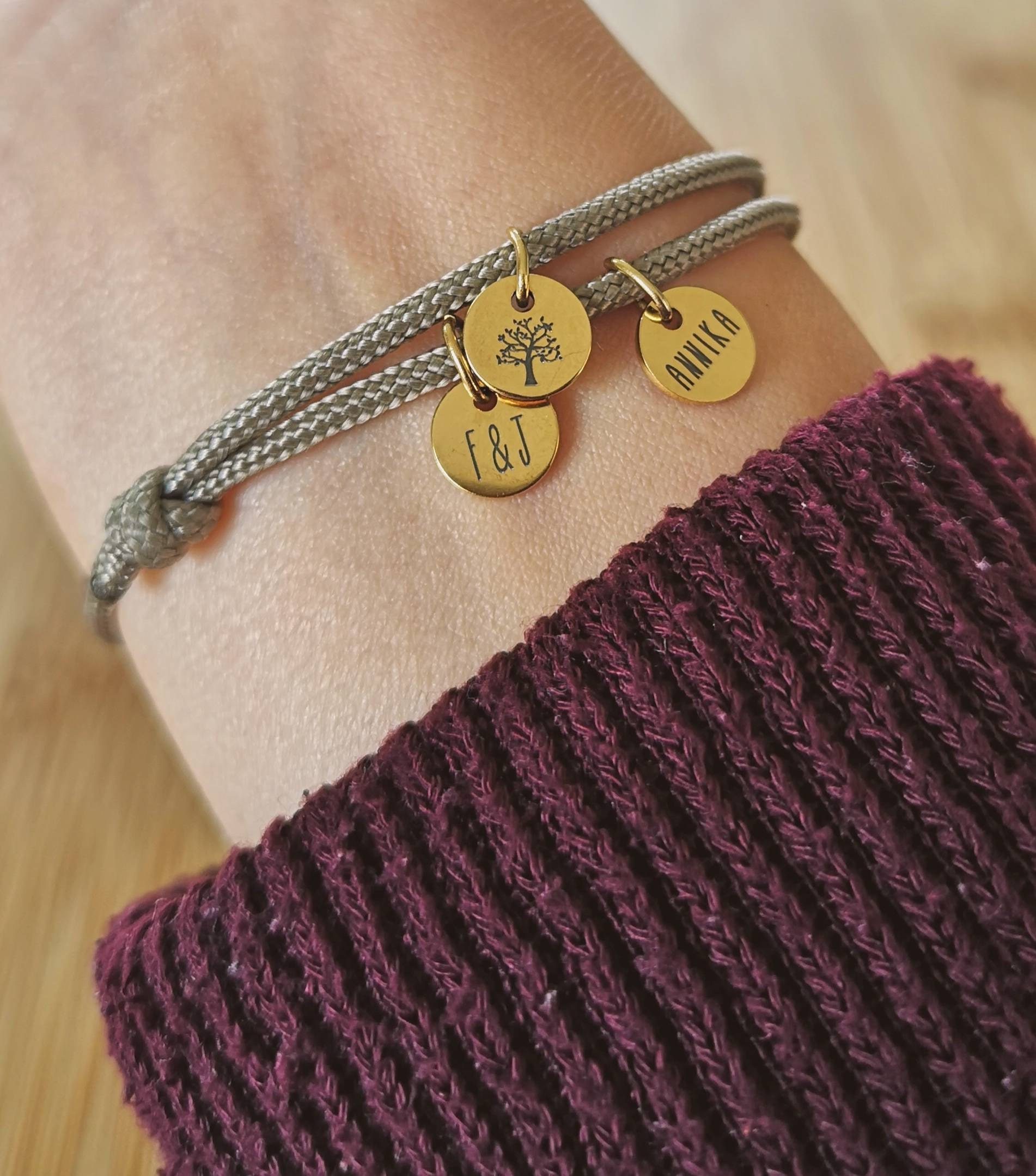 Personalized sailing rope bracelet - name bracelet - friendship bracelet - surfer bracelet - partner bracelet - stainless steel bracelet with engraving - A195