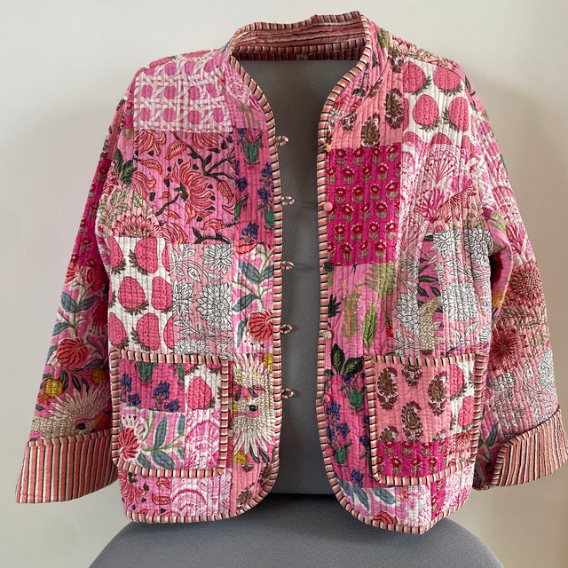 Ezhippie Womens Patchwork Stencil Print Boho Jacket