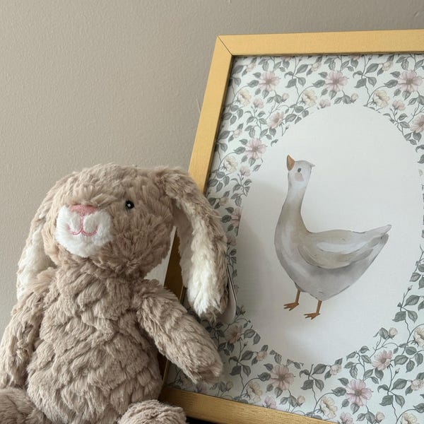 Goose and Bunny Nursery Wall Art Set of 2 | Farmhouse Kid's Room Decor ...