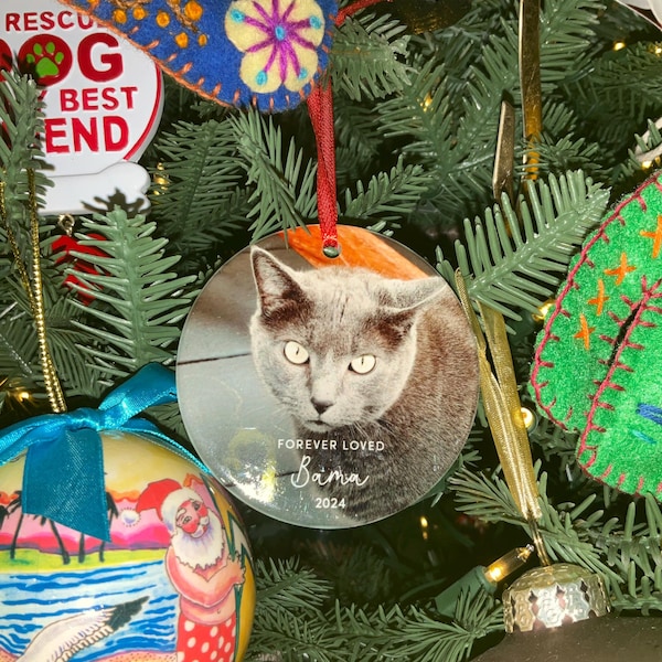 Custom Forever Loved Cat Ornament, Cat Remembrance Gift, Pet Memorial ...