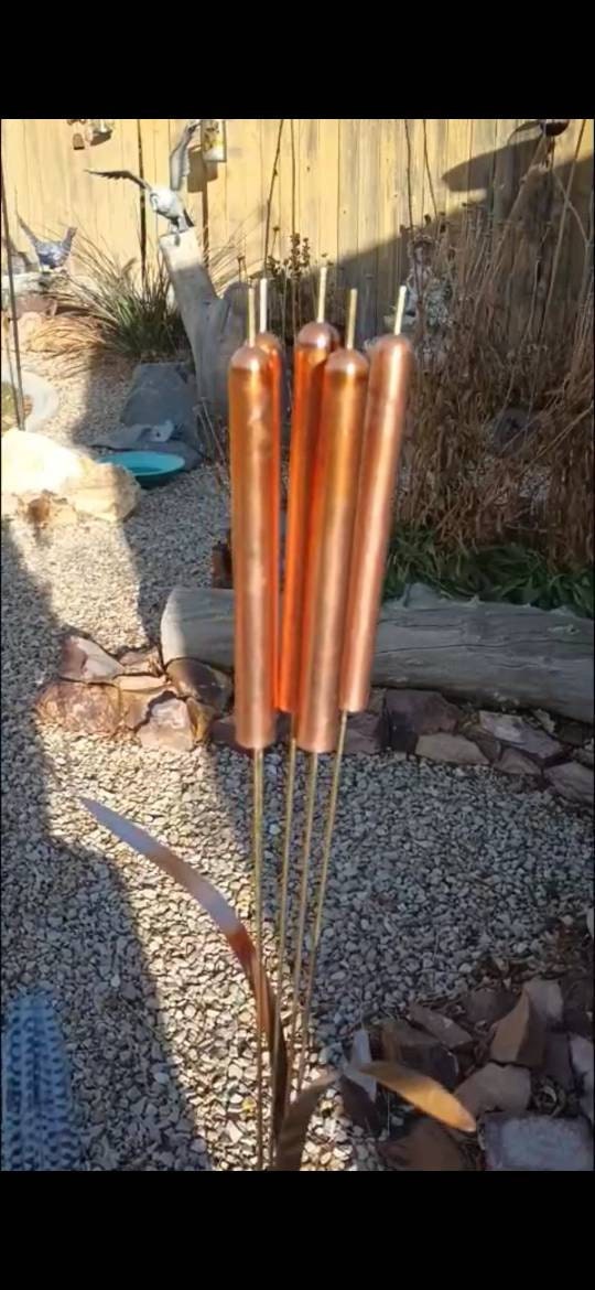 Copper Cattail Wind Chimes