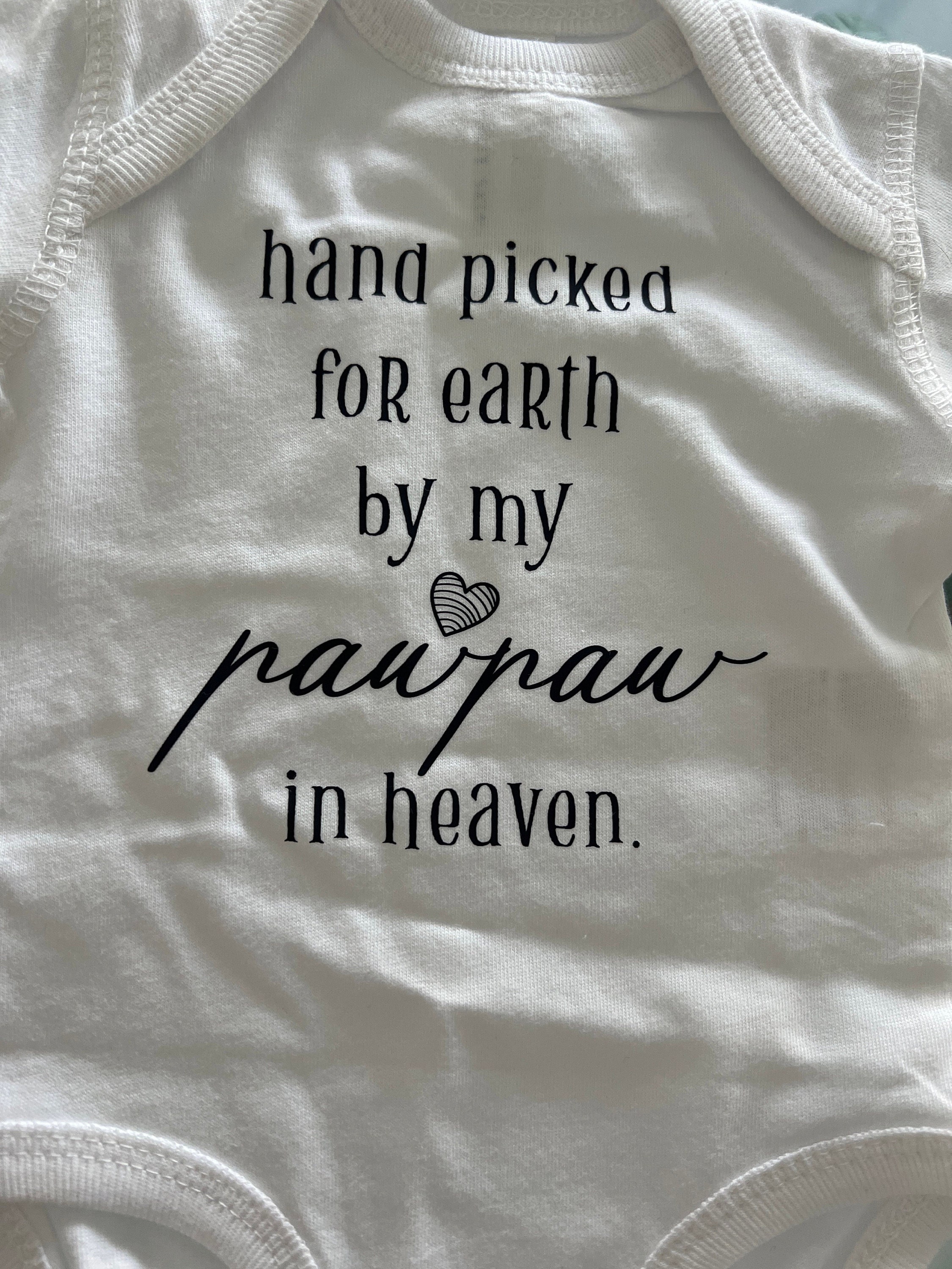 Hand Picked for Earth by My Grandpa in Heaven Onesie®, Pregnancy Announcement, Grandpa Grandma Auntie Uncle Onesie®, Baby Shower Gift