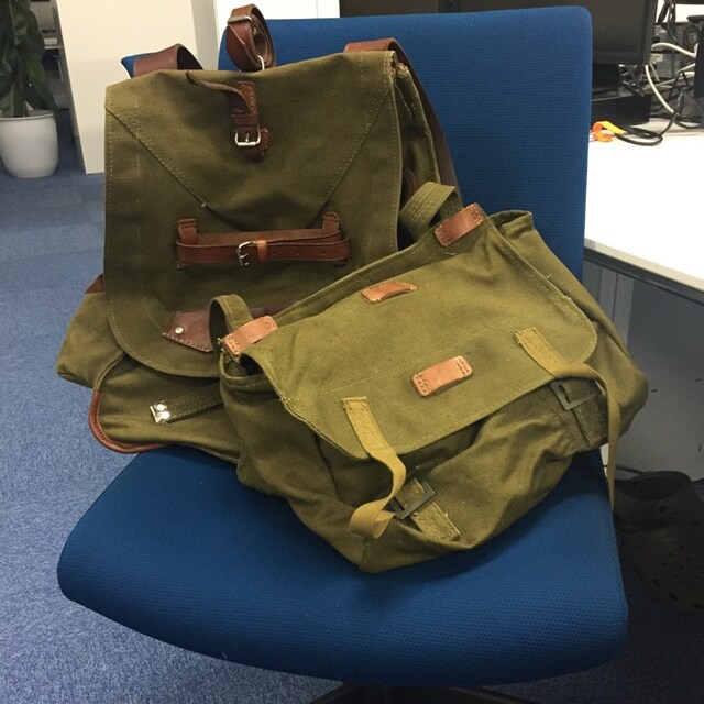 Vintage Messenger Bag, Unisex Military Haversack, Green
