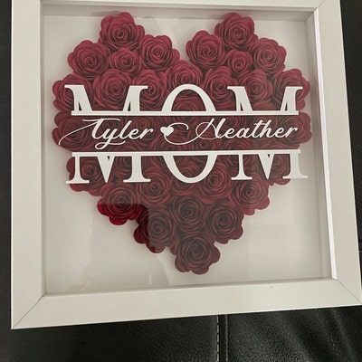 Mom Heart Shaped Monogram Flower Shadow Box Mom Mothers Day Gift ...