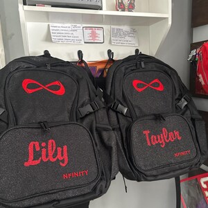 Nfinity Full Size Black Sparkle Backpack With Red Logo - Includes