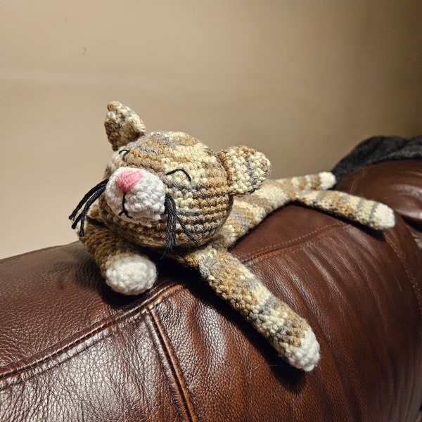 Stiped Cat Pattern Crochet Cat Pattern – Sleepy Striped Amigurumi Kitty, Easy PDF Tutorial ...
