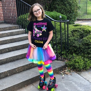 Roller Skate Party Socks Girls Neon Glow Rainbow Knee High - Etsy