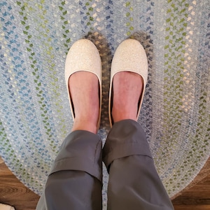 White Rock Glitter Flats With Back Satin Bow Bridal Shoes, Bridesmaids ...