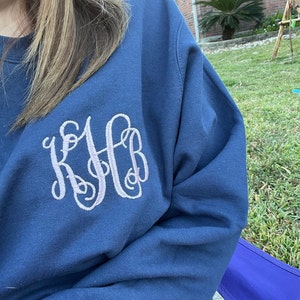 Embroidered Personalized Monogram Sweatshirt, Monogrammed Crewneck ...