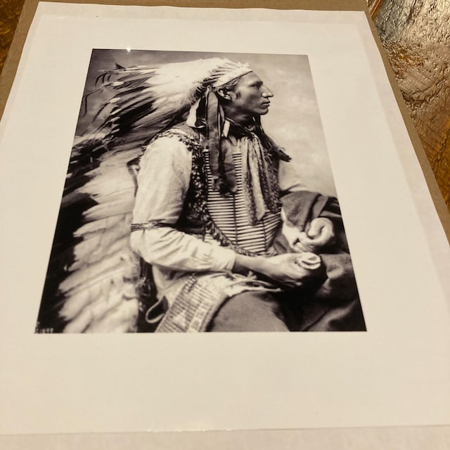 希少！ネイティブアメリカン　酋長インディアン油彩絵画　USAヴィンテージプエブロ 8 x 10 写真 CHIEF john_comes lakota_1899 ネイティブアメリカン