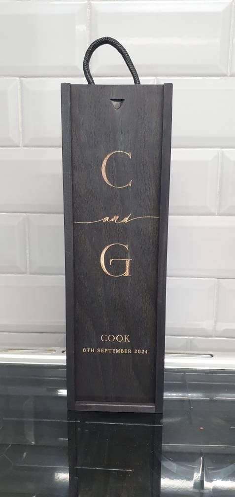 Couple's Initials Wine Box Custom Laser Engraved Gift Birthday Christmas Anniversary Wedding Valentines Engagement Gift Love Present