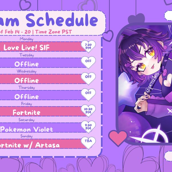 Spring Vtuber Schedule Template Blue Vtuber Stream Schedule Floral