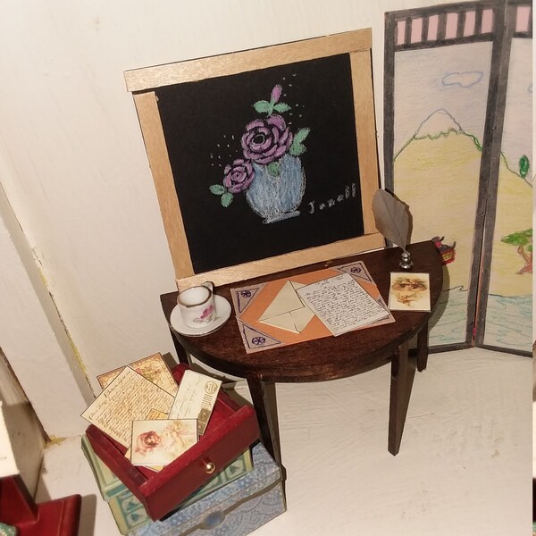 LADIES Dollhouse Miniature Letter &amp; Postcard Set #1 – 1:12 Miniature ...