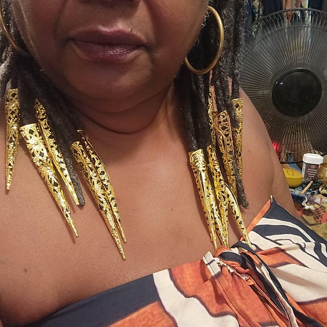 アクセサリー Shiraishi Jumbo JUMBO Goddess Hair Beads— Gold Braid Locs Wicks Hair Jewelry