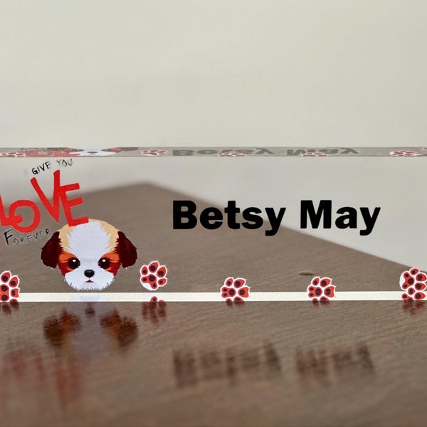 thumbnail image 2 of Floral Name Plate For Desk, Business Anniversary Gift, Clear Acrylic... 2 of 14