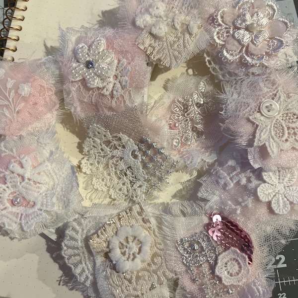 SET 11 Shabby Chic Clusters Junk Journal Bundle Snippet Cluster Fabric ...