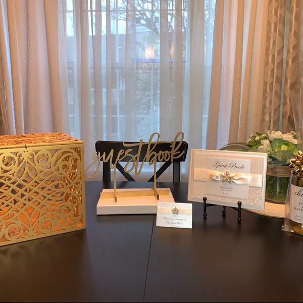 Gold Wedding Card Box With Slot Lock Wedding Money Box Rustic Card Box ...