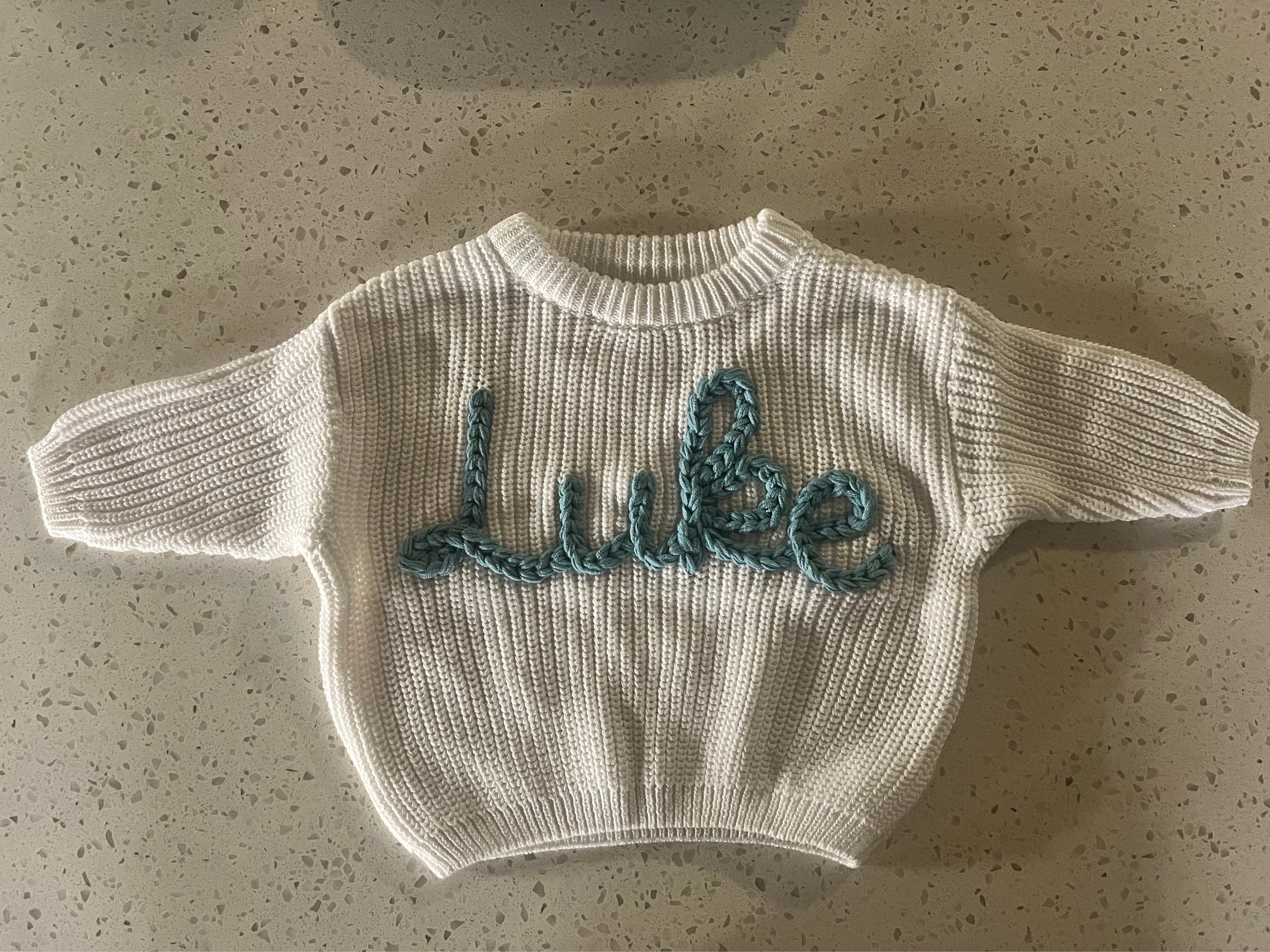 Custom Name Baby Sweater,Personalized Hand Embroidered Baby Sweater,Cute Baby Girls Sweater With Name,Baby Shower Gift,Christmas Gift Baby