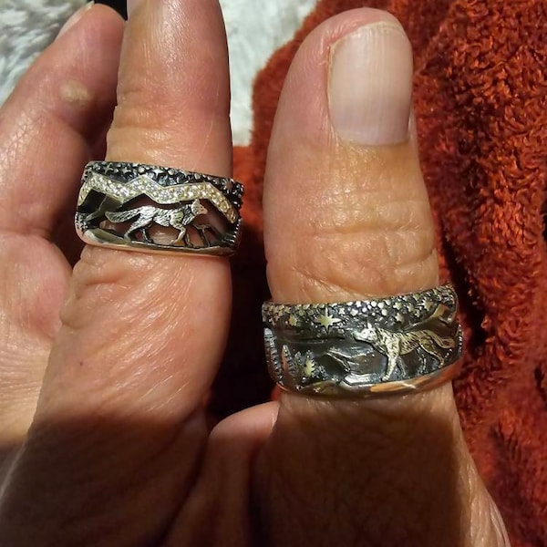 Wolf and She-wolf - Paired Rings - Ring With Cubic Zirconias ...