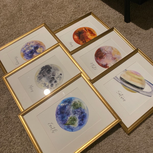 Space Print Set of 6, Outer Space Decor, Solar System Prints, Space ...