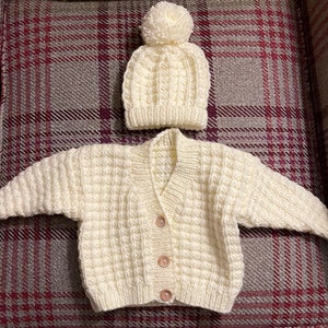 Mammys Love Baby Aran Knitting Pattern Cardigan Hat - Etsy