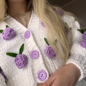 Leilayca First Love Lilac Cardigan , Chunky Cropped Cardigan for