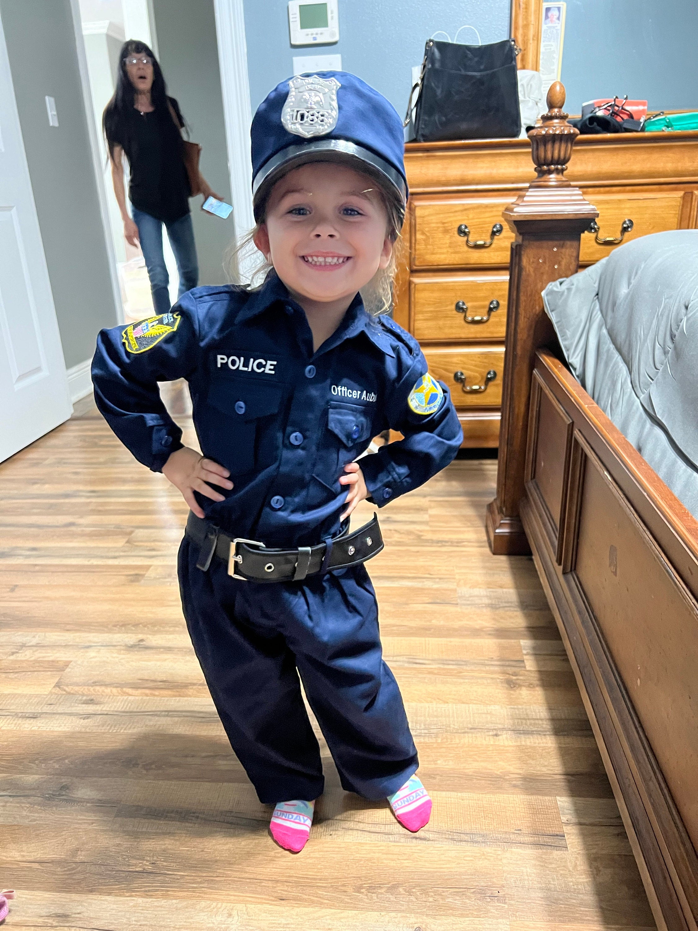 Kid&#39;s Police Costume | Embroidery PERSONALIZED Costume | Authentic | FREE hat | Perfect Kid&#39;s Birthday gift | Best Kid&#39;s Christmas Present!