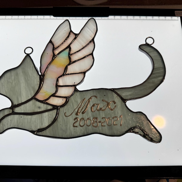 Digital Download Stained Glass Cat With Angel Wings Pattern | Festive ...