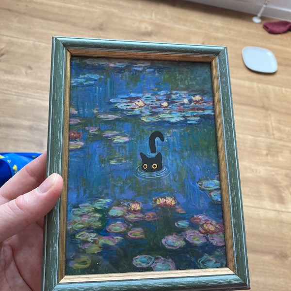 Cat Print Monet Water Lilies Funny Gift Poster Wall Art Home Decor - Etsy