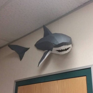 Low Poly Shark Model Create Your Own 3d Papercraft Shark Etsy