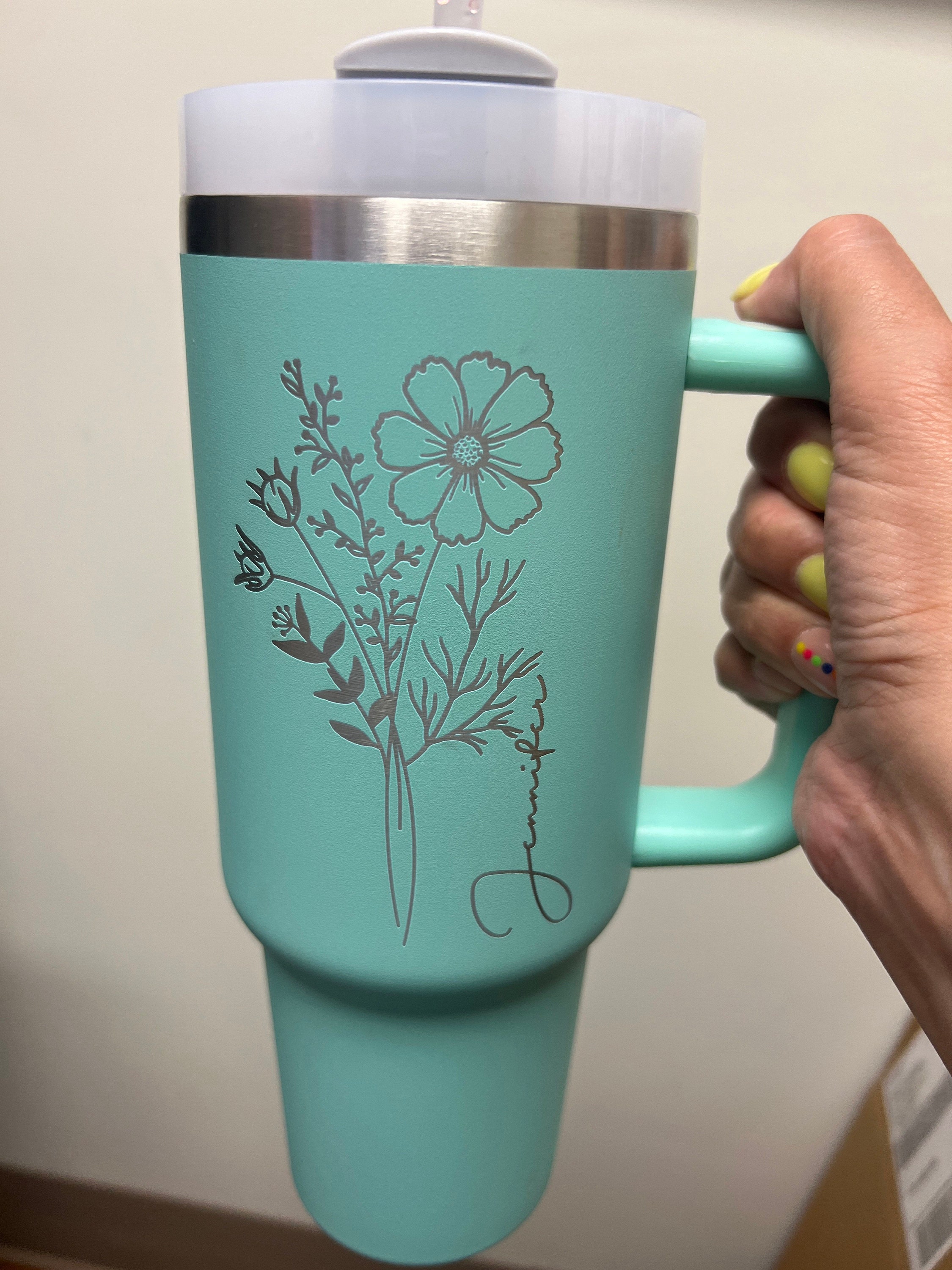 Personalized Birth Flower 40oz Tumbler | Custom Bridesmaid, Mom, Gift for Girls' Trip & Vacation