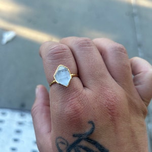 Customer photo from Aimee, Large Raw Herkimer Diamond Ring in Yellow Gold