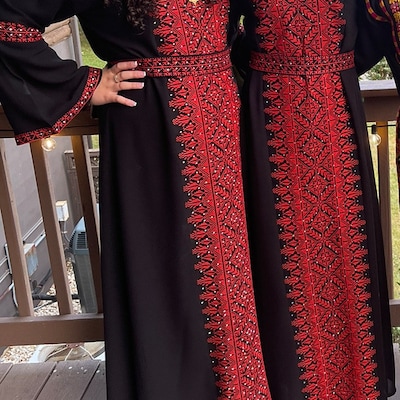 Zaytoon® Palestinian Thobe with Red Tatreez Embroidery main image 1