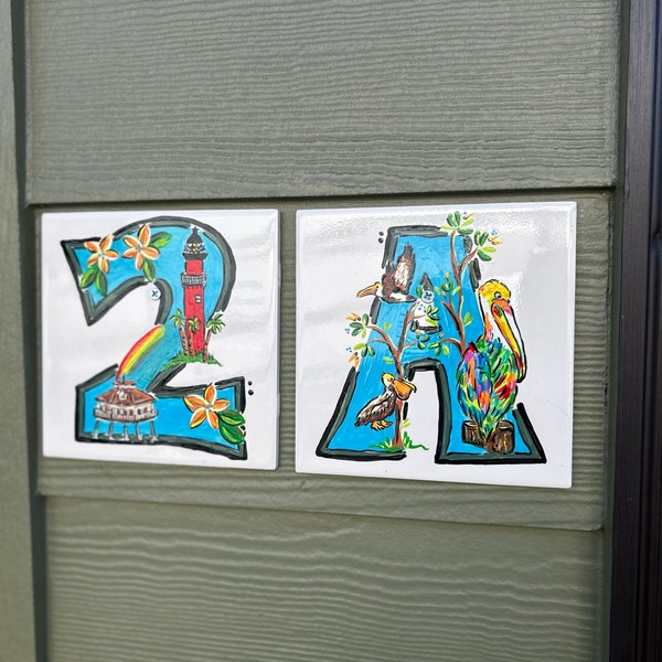Address Numbers Beachy Tiles Numbers 1-9 - Etsy