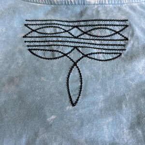 ウエスタンブーツステッチ刺繍デザイン、機械刺繍デザイン、4サイズ